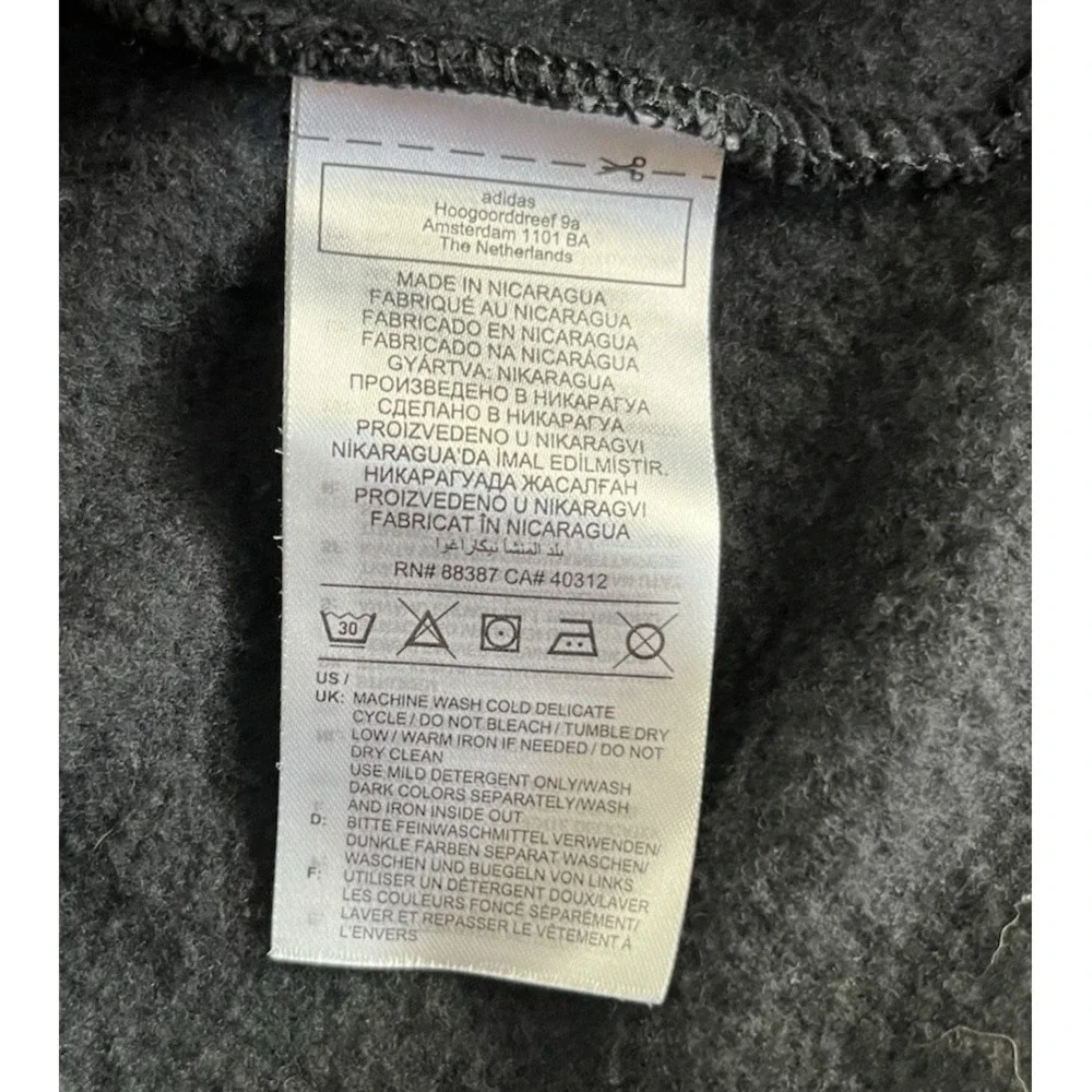 Adidas Hooded Men Large Black Fleece Trefoil Kangaroo ADIDAS Graphic Sweatshirt